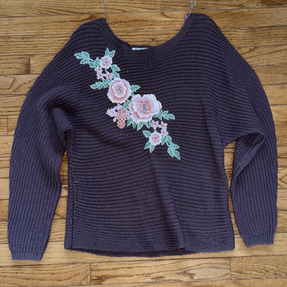 Purple and flower sweater